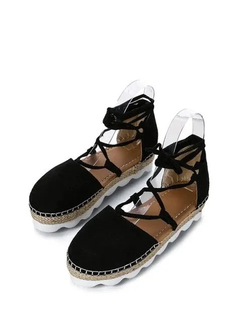 Elegance Toe Lace Up Espadrille Sandals