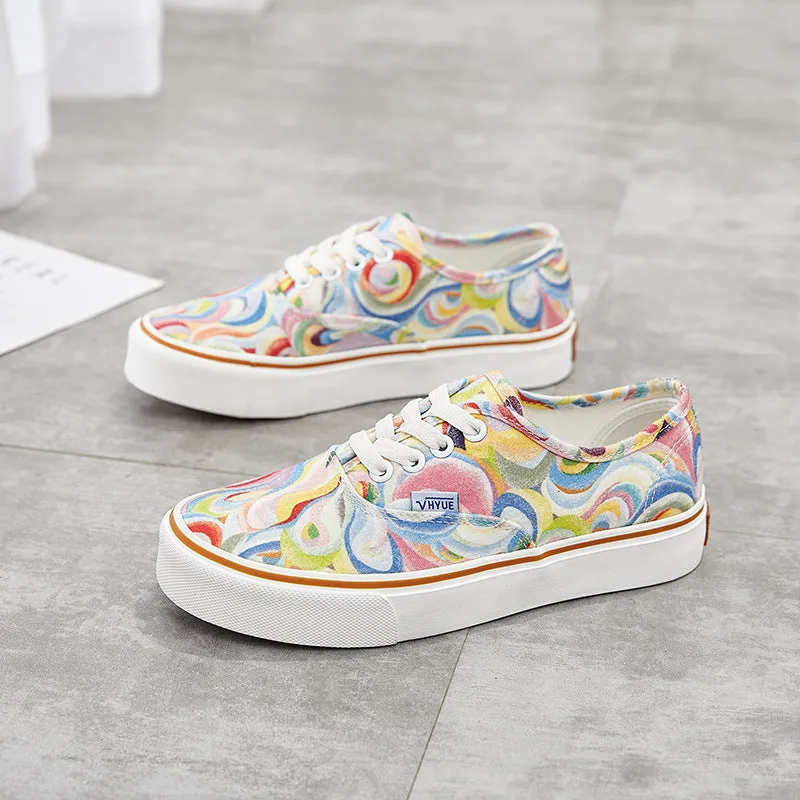 Female Korean Style Low Top Trendy Thick-soled Canvas Shoes