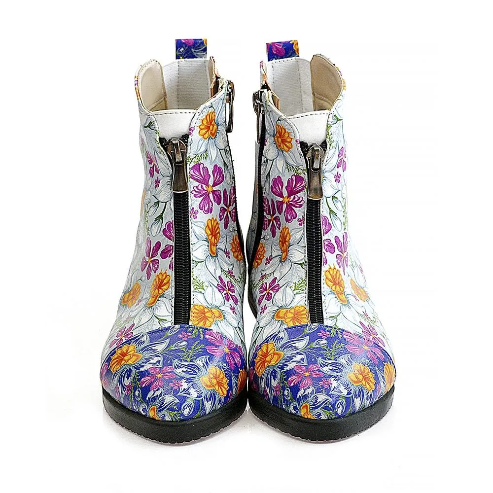 Flowers and Butterfly Short Boots WFER114