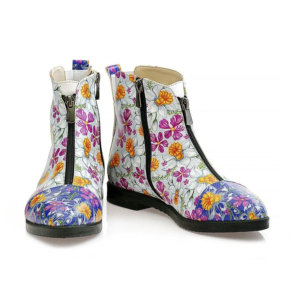 Flowers and Butterfly Short Boots WFER114