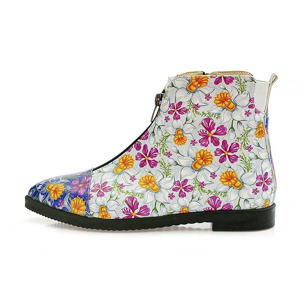 Flowers and Butterfly Short Boots WFER114