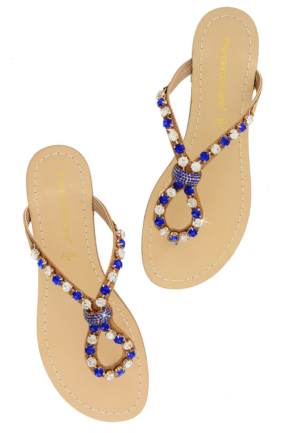 FRANCESCO MILANO ZANIA Indigo Crystal Embellished Sandals