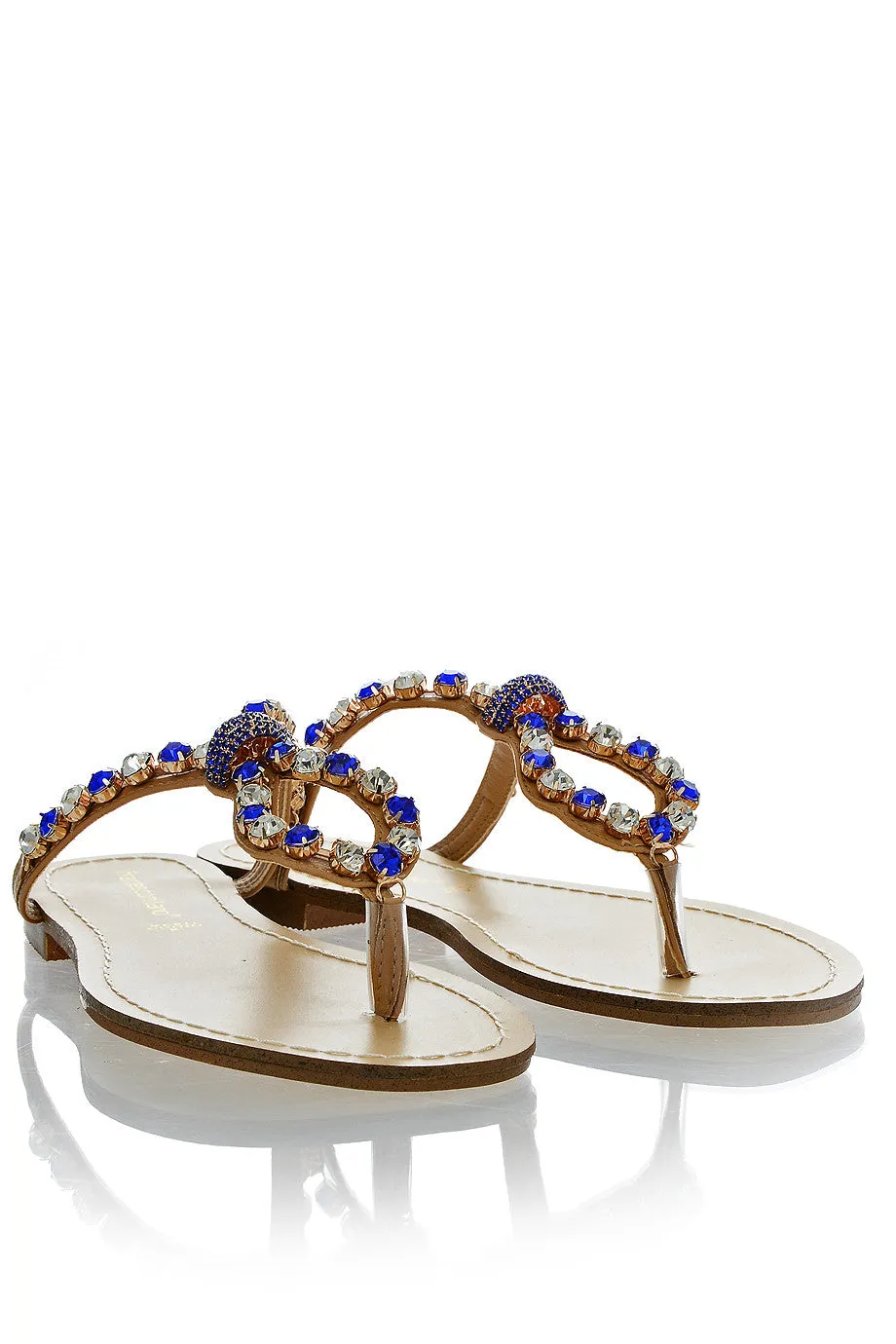 FRANCESCO MILANO ZANIA Indigo Crystal Embellished Sandals