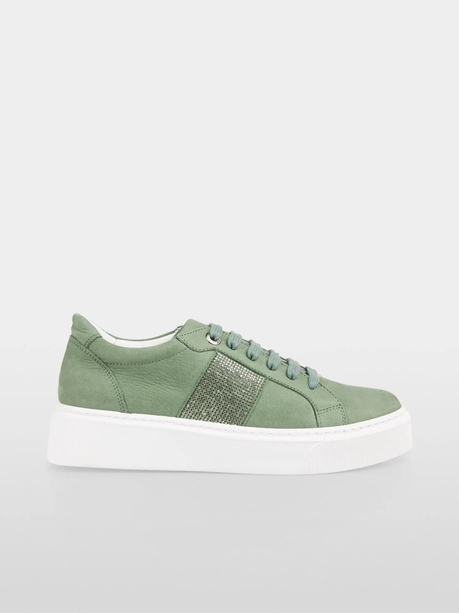 Frozen Sage  Sneakers With Rhinestone Stripe