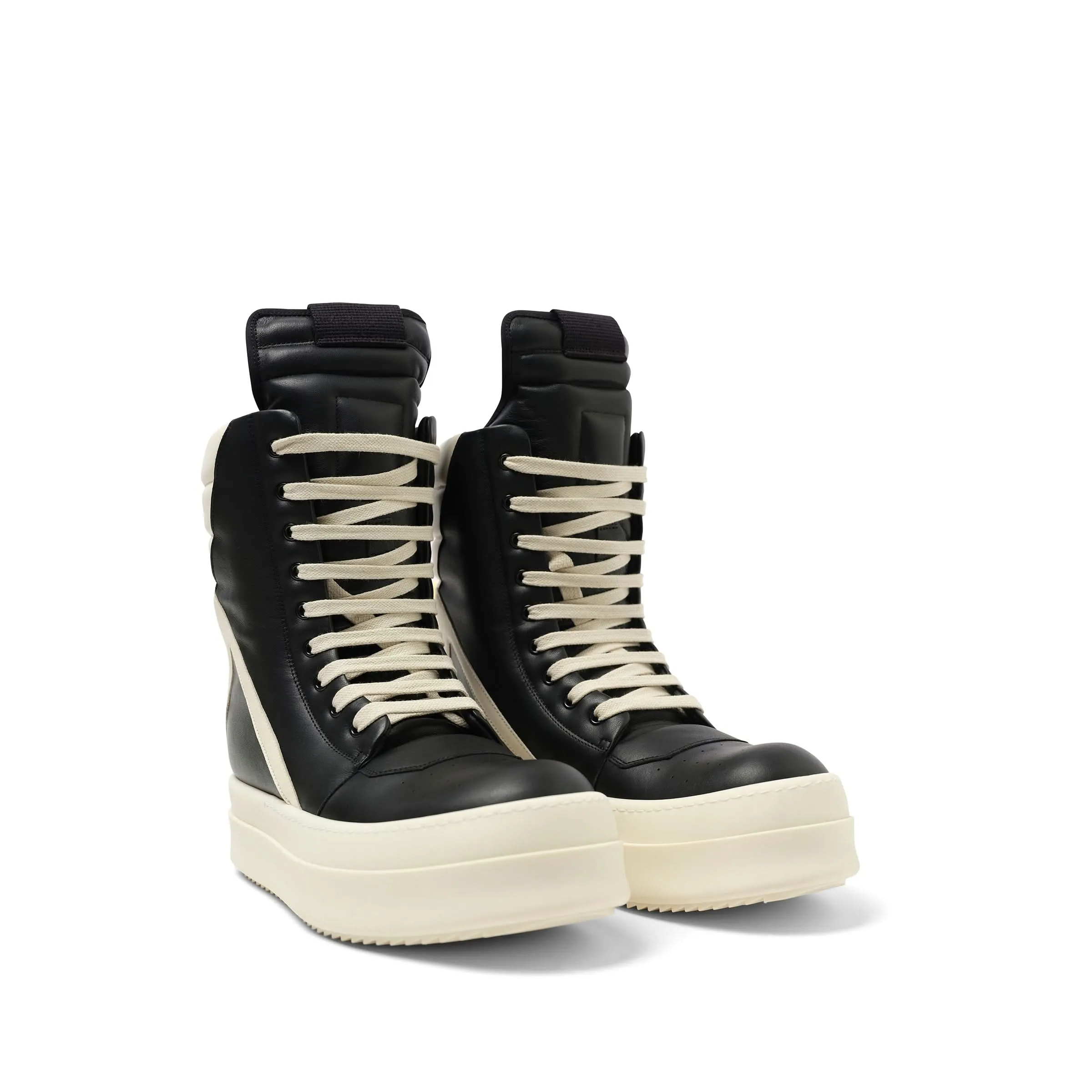 Full Grain Leather Mega Geobasket in Black/Milk