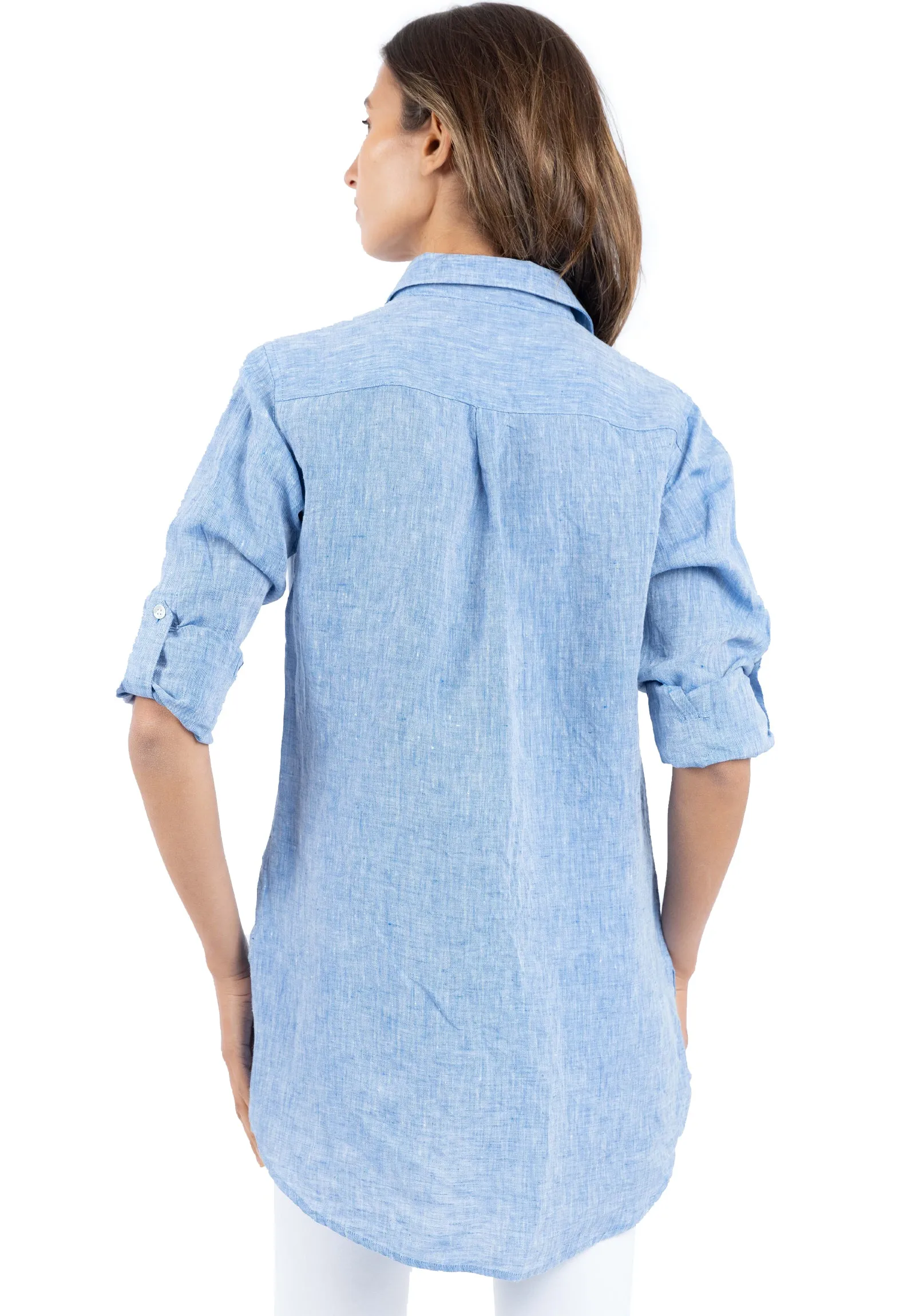 Gaia Blue Melange Relaxed Linen Tunic