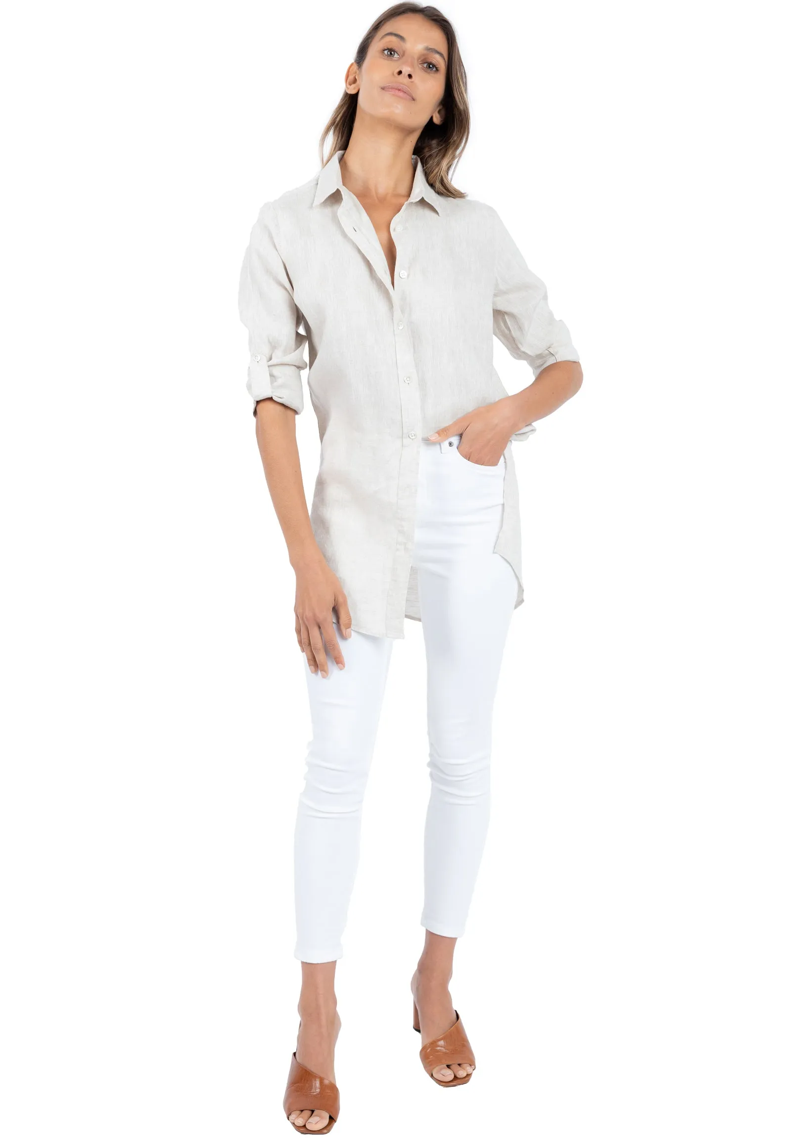 Gaia Sand Relaxed Linen Tunic Shirt