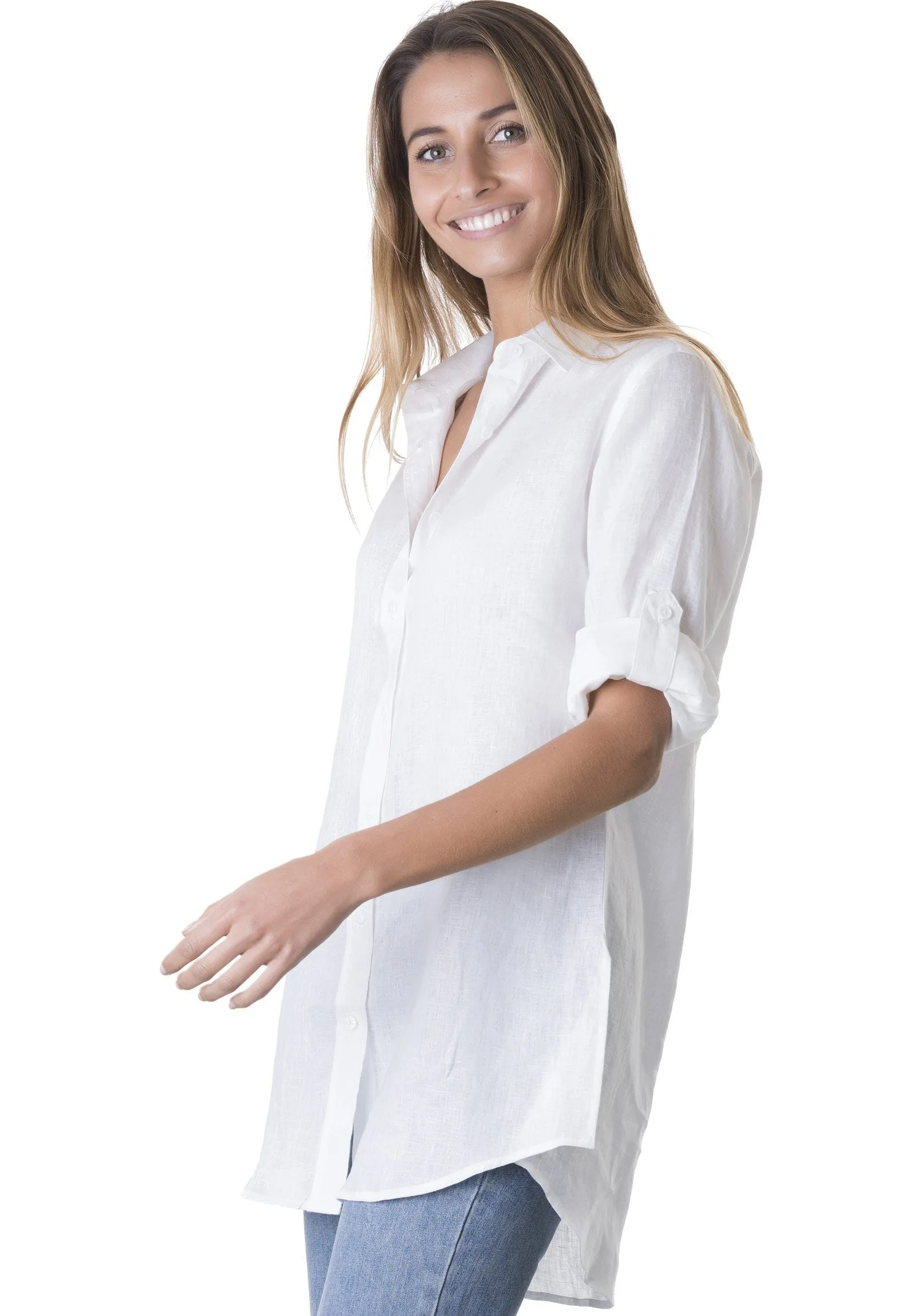 Gaia White Relaxed Linen Tunic