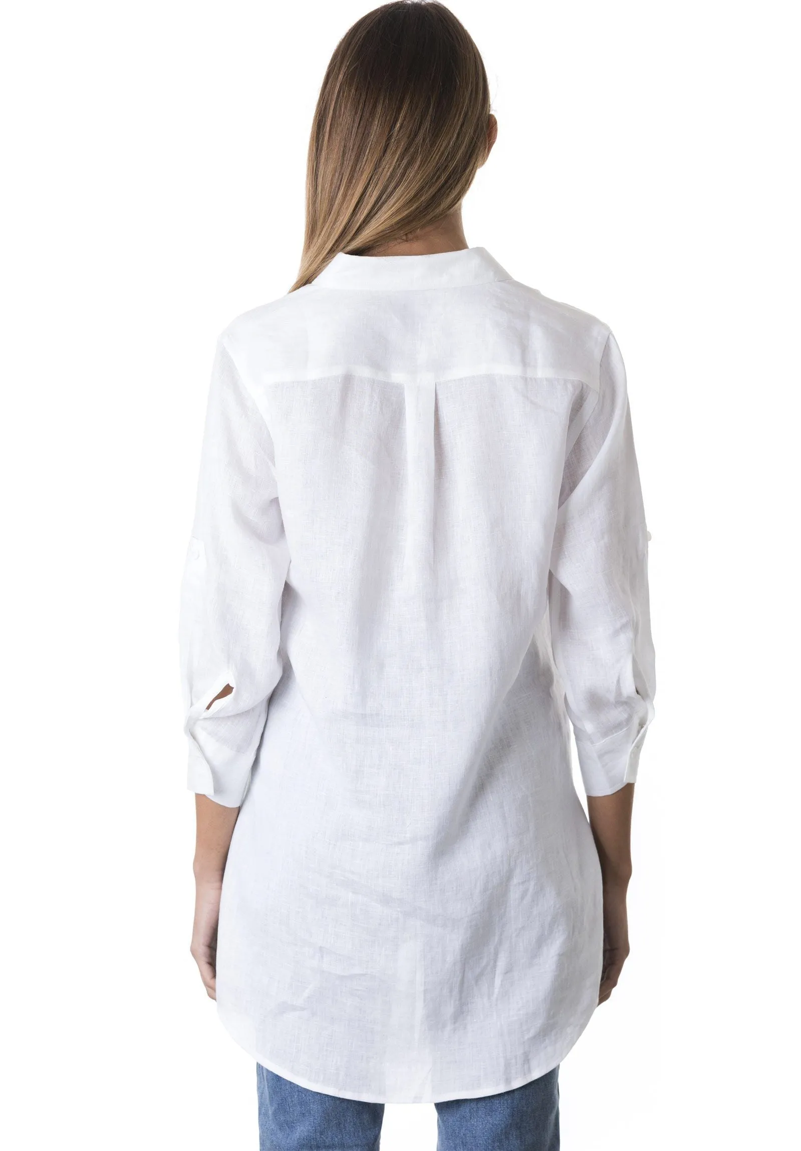 Gaia White Relaxed Linen Tunic