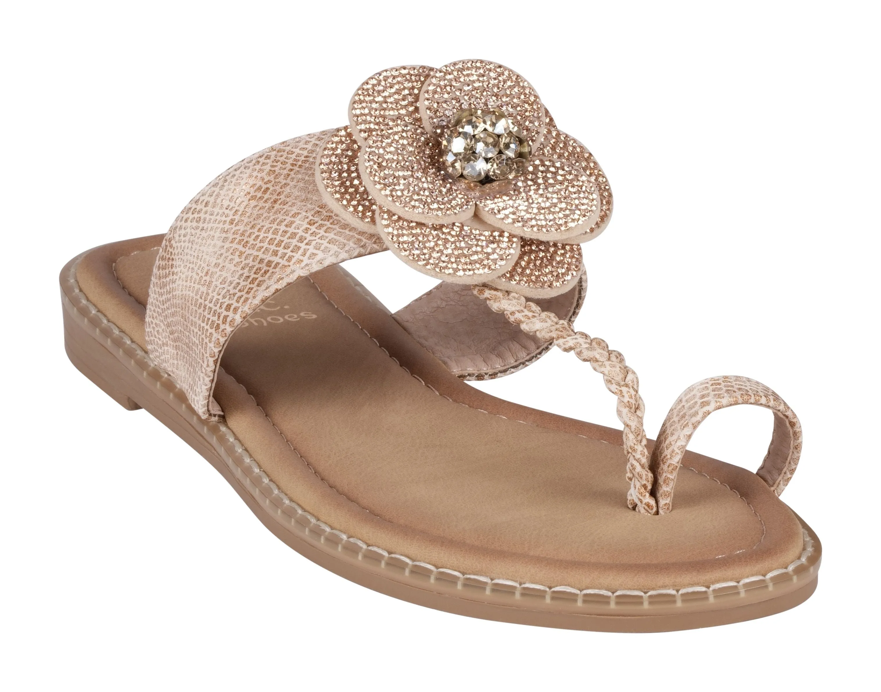 G.C. Shoes Women's Rhinestone Flower Toe Sandal