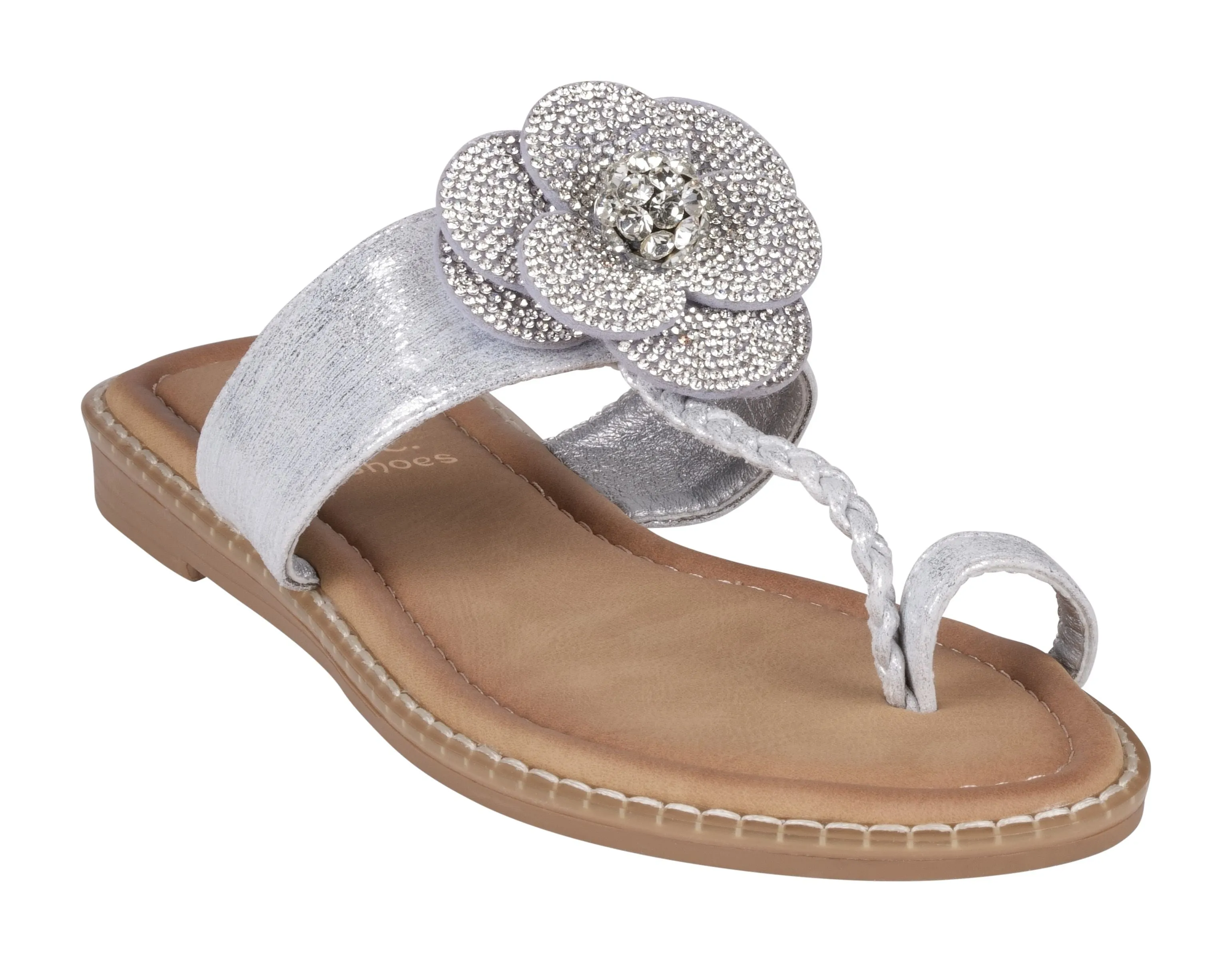 G.C. Shoes Women's Rhinestone Flower Toe Sandal