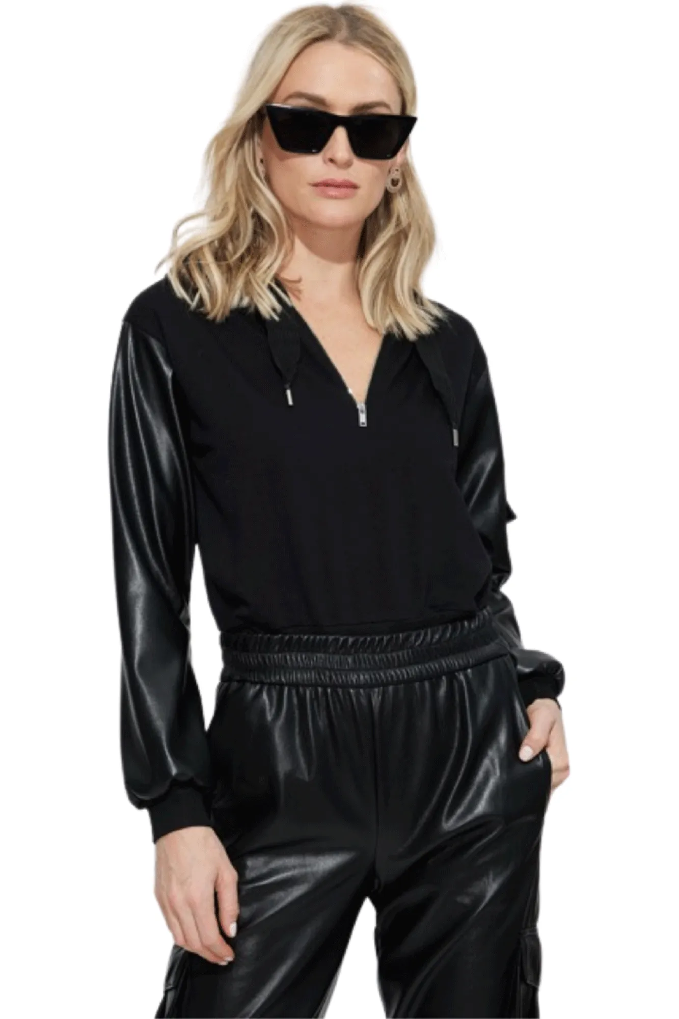 Generation Love- Noelle Vegan Leather Combo Sweatshirt