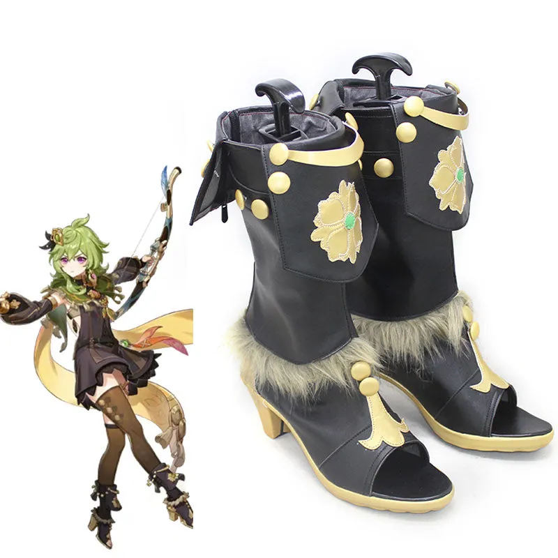 Genshin Impact Collei  Black Shoes Cosplay Boots