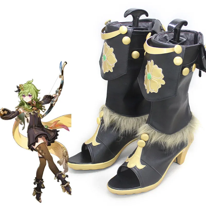 Genshin Impact Collei  Black Shoes Cosplay Boots