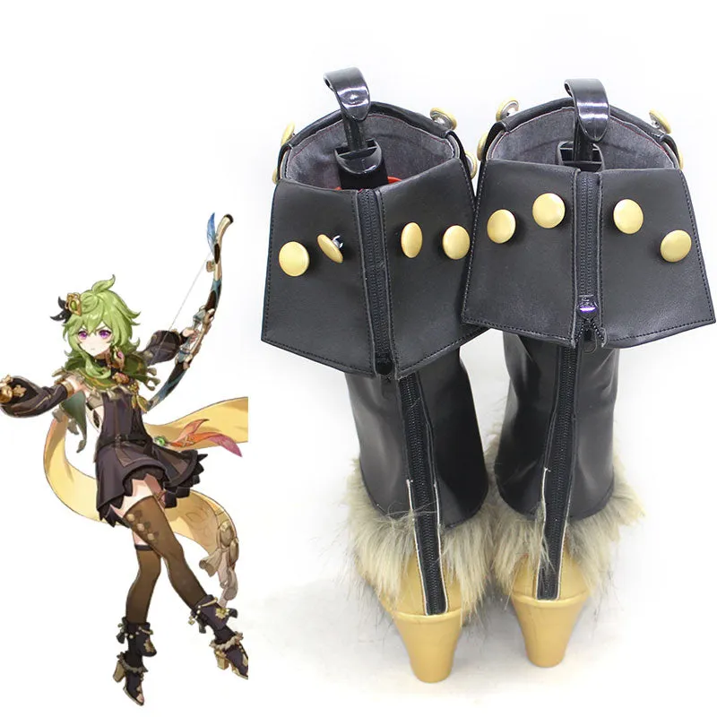 Genshin Impact Collei  Black Shoes Cosplay Boots