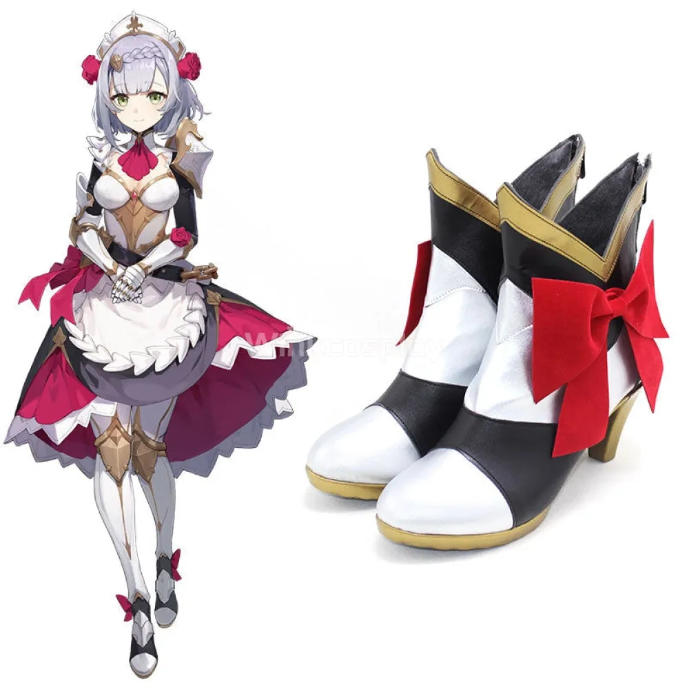 Genshin Impact Noelle Black White Cosplay Shoes