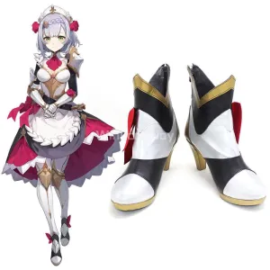 Genshin Impact Noelle Black White Cosplay Shoes