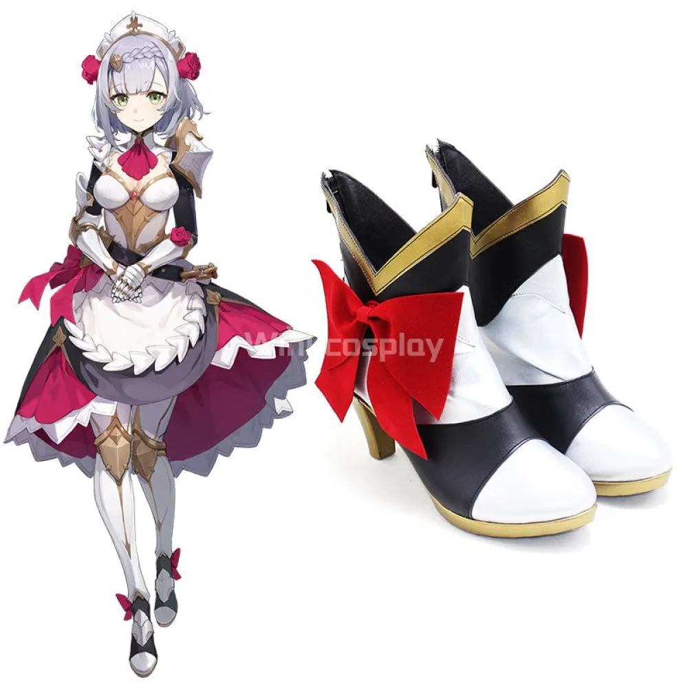 Genshin Impact Noelle Black White Cosplay Shoes