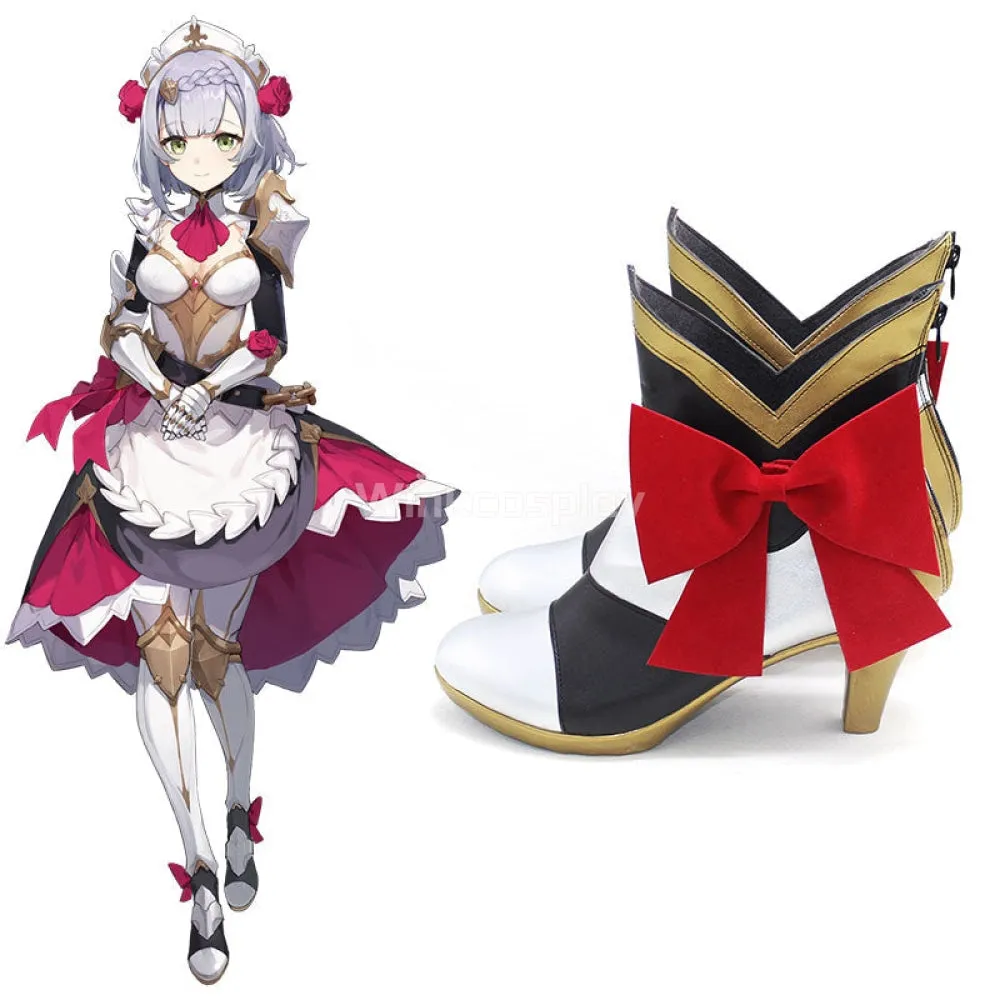 Genshin Impact Noelle Black White Cosplay Shoes