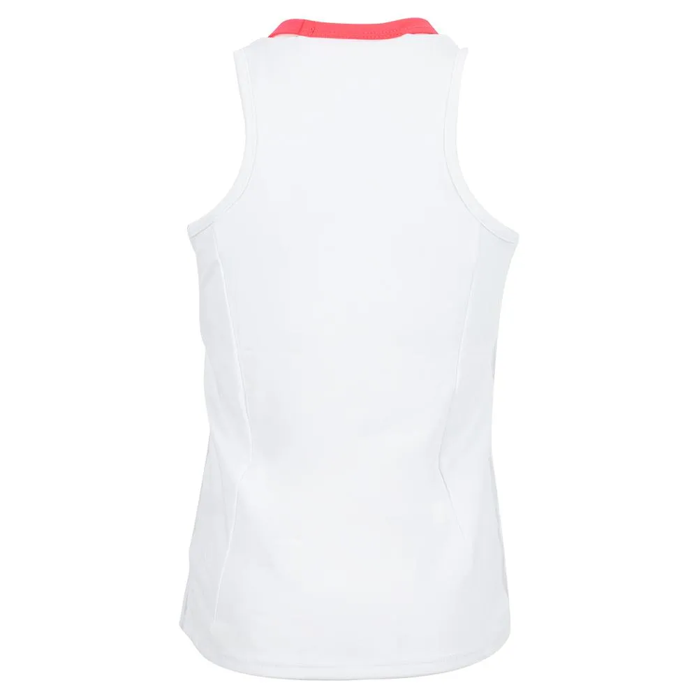 Girls' V-Neck Cutout Tennis Tank White and Coral Crush