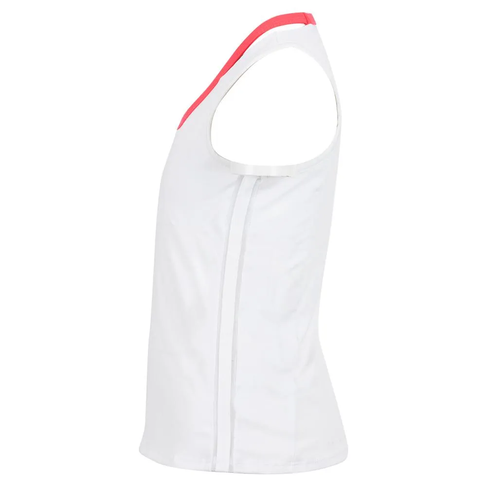 Girls' V-Neck Cutout Tennis Tank White and Coral Crush