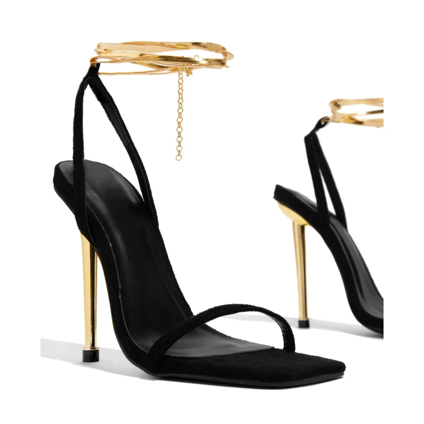 Gold Padlock High Heels Metal Stiletto Shoes