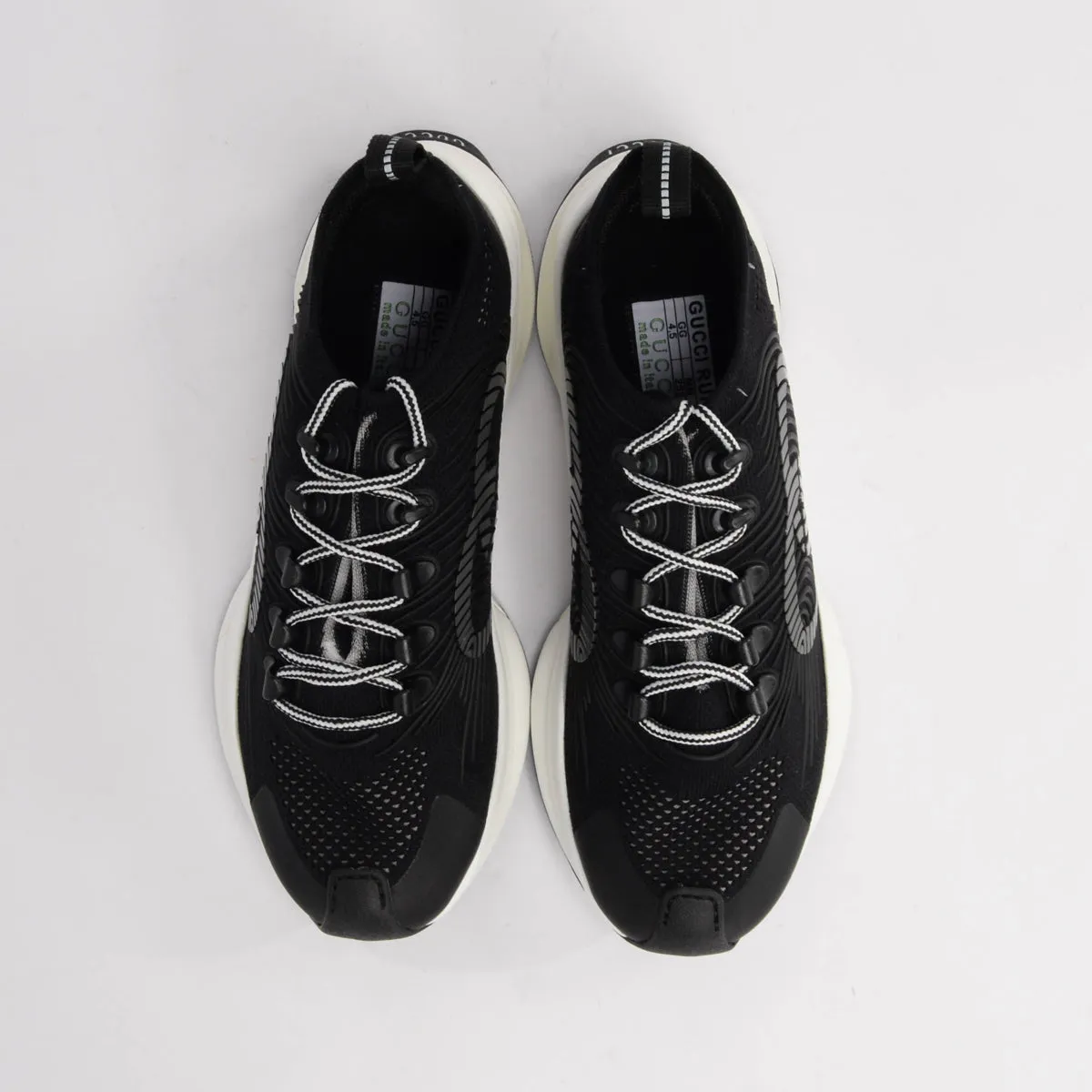 Gucci Black Knit Fabric GG Run Sneakers 38.5