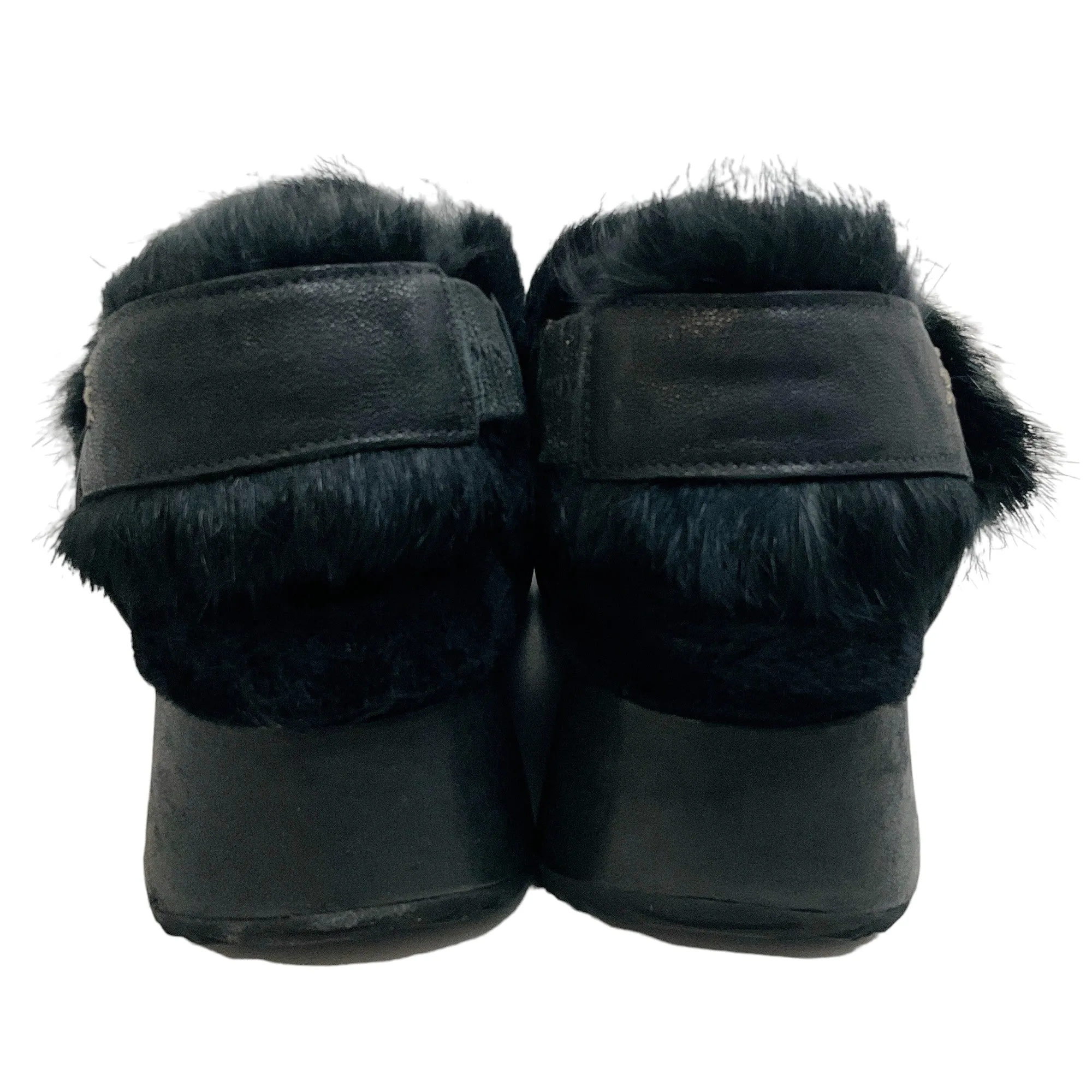 Henry Beguelin Black Fur Grattato Sandals