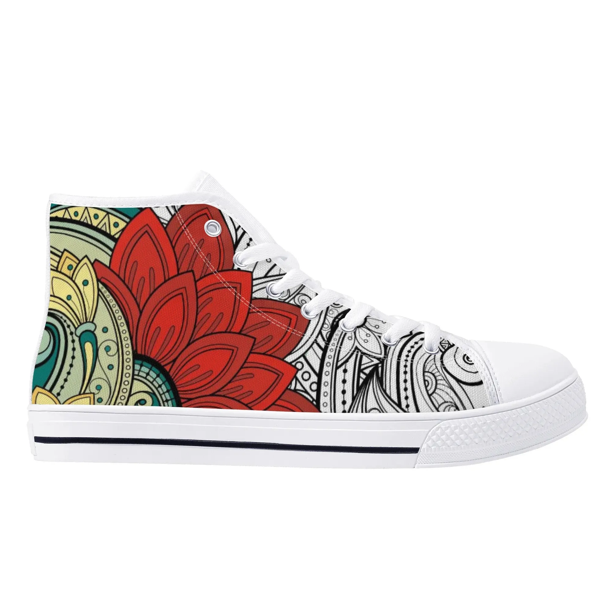 High Top Canvas Sneakers | Converse High Tops | Unique Canvas Shoes - Mandala Design