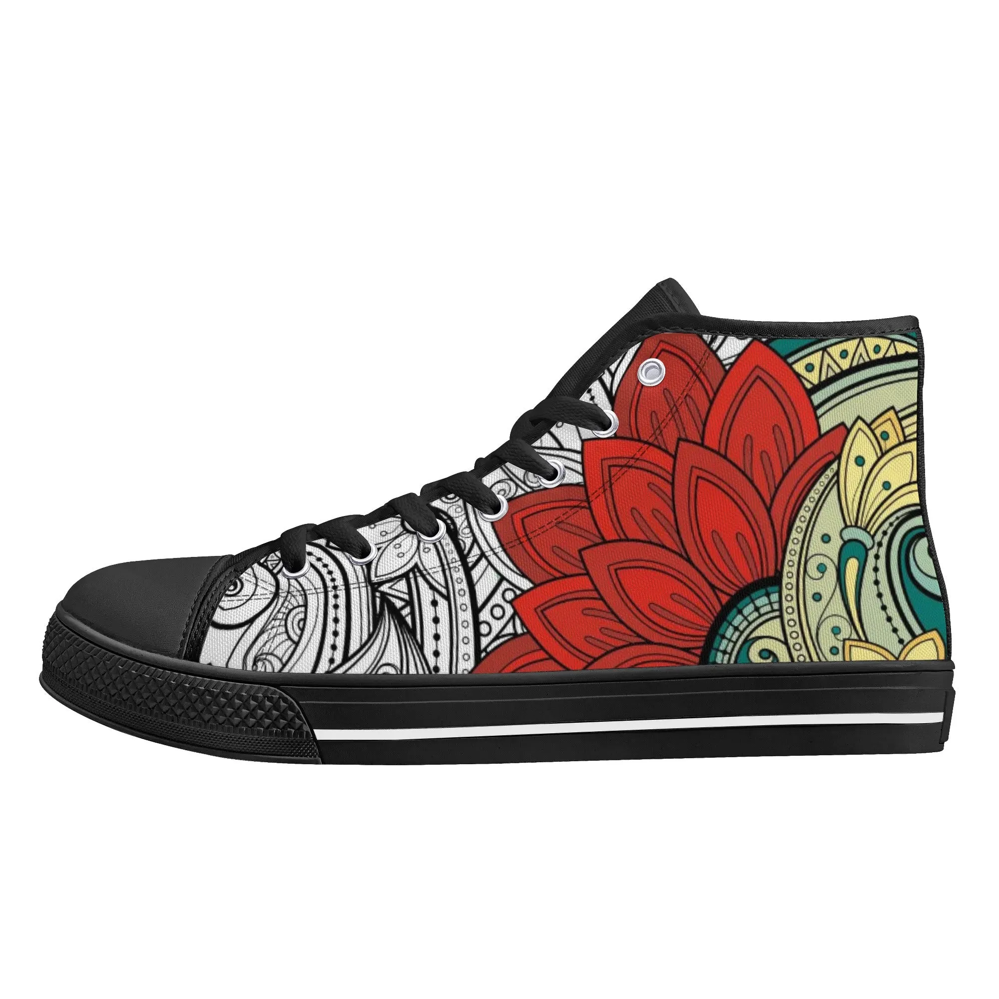 High Top Canvas Sneakers | Converse High Tops | Unique Canvas Shoes - Mandala Design