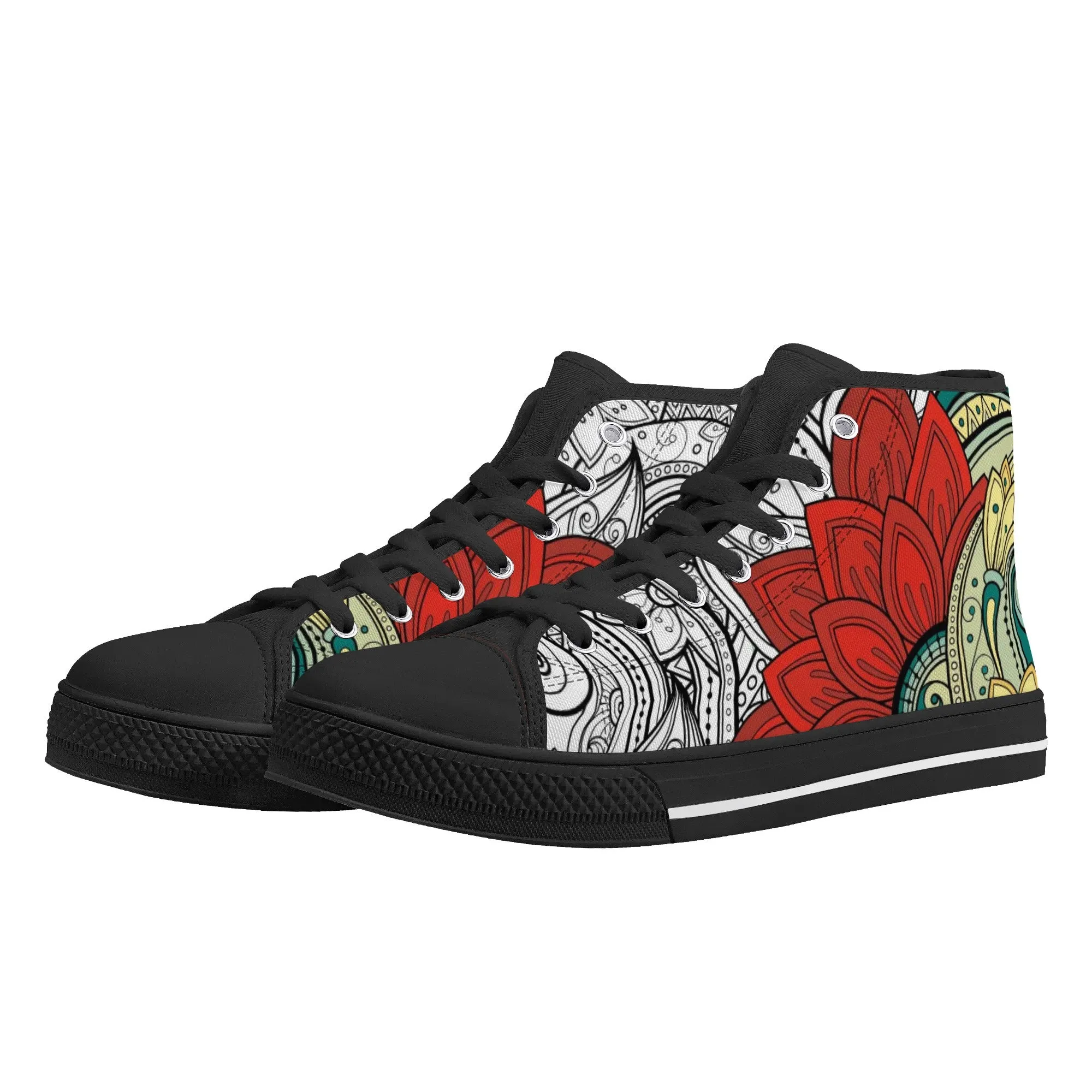 High Top Canvas Sneakers | Converse High Tops | Unique Canvas Shoes - Mandala Design