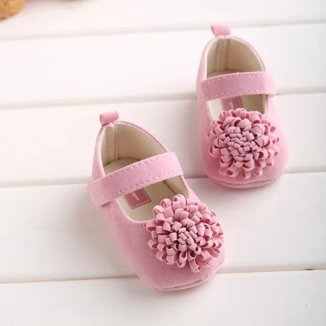 Hongteya 4colors Flower Cotton Baby Shoes Moccasin Girls Newborn Dress Shoes Soft Bottom Infants Crib Sneakers Cute First Walker