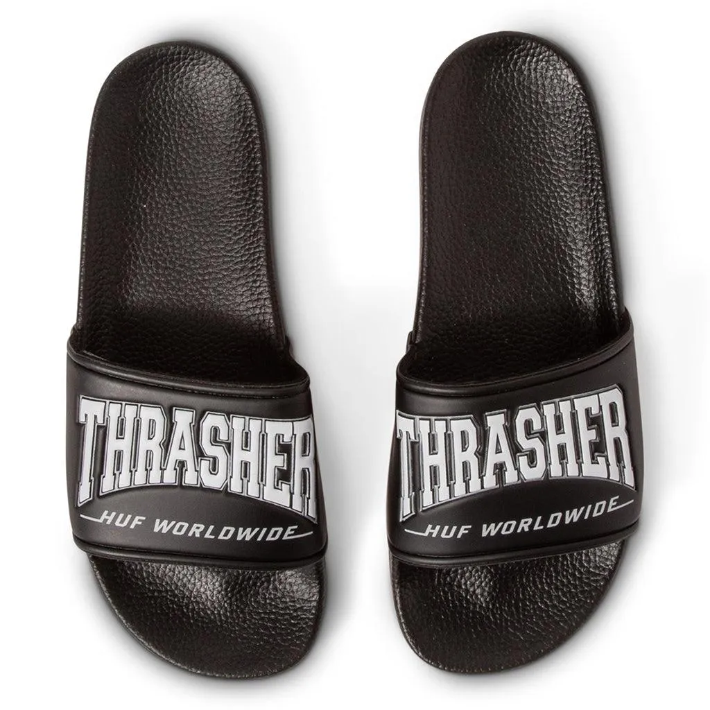 HUF x Thrasher Slides - Black