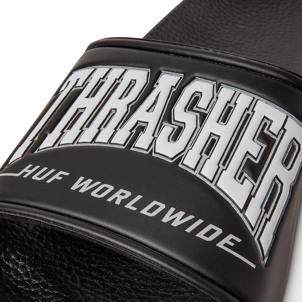 HUF x Thrasher Slides - Black