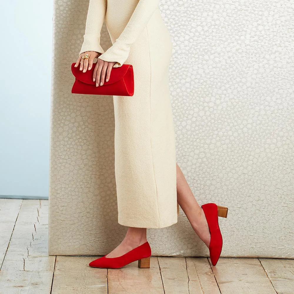 Ingrid: Coral Red Suede