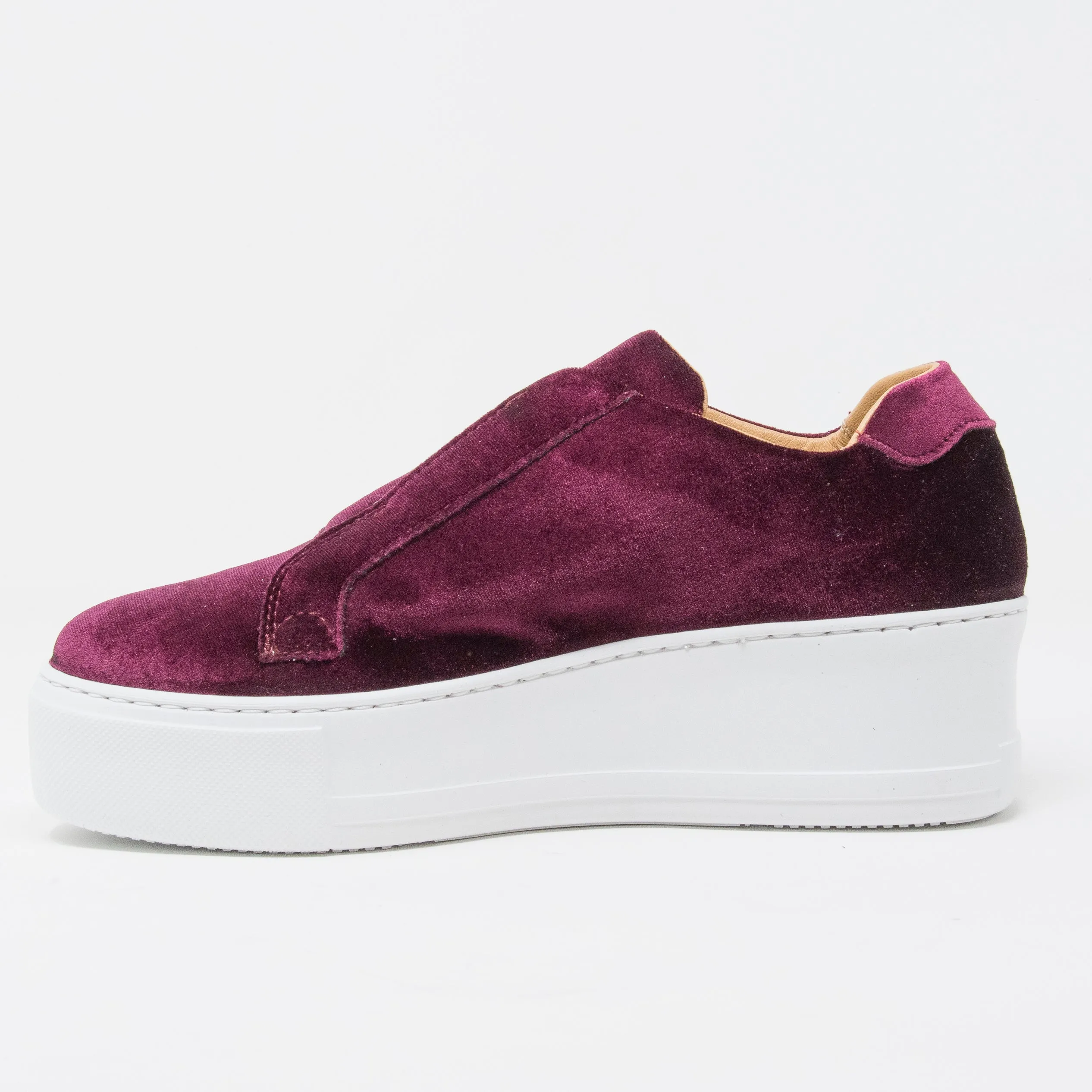 Jane Galland Bordeaux Velvet Platform Trainers