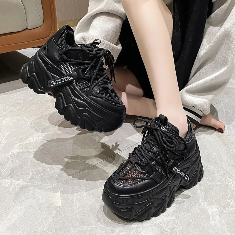 Joskaa 2024 New Black Chunky Platform Sneakers