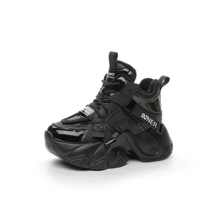 Joskaa 2024 New Black Platform Sneakers Techwear