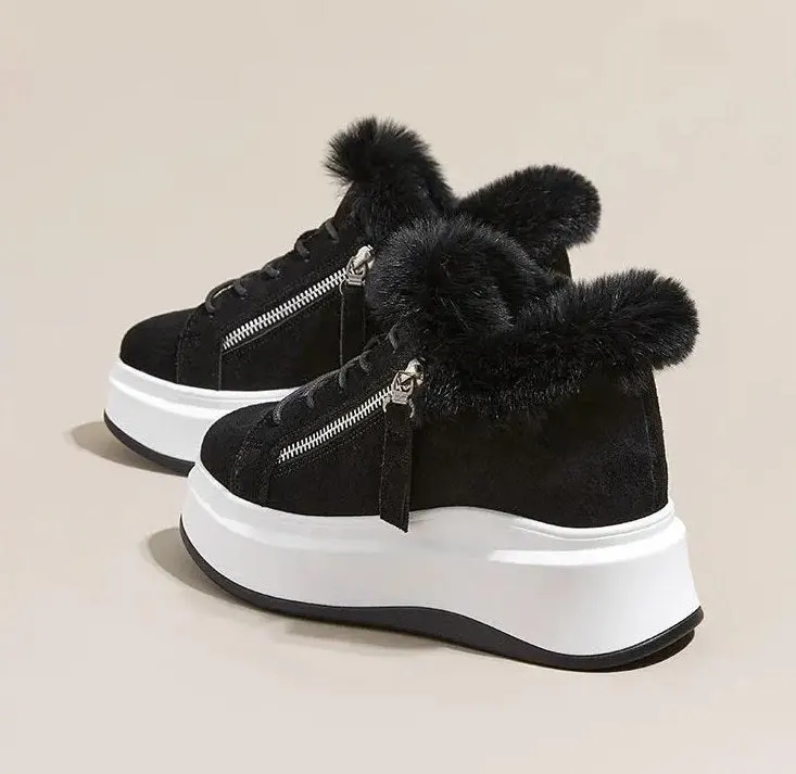 Joskaa 2024 New Black Sneakers With White Platform