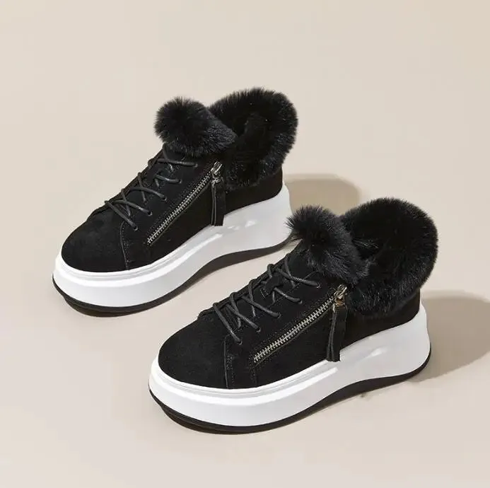 Joskaa 2024 New Black Sneakers With White Platform