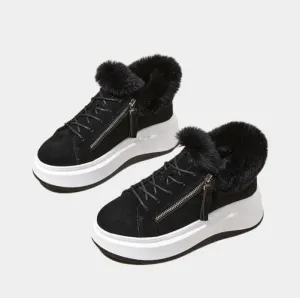 Joskaa 2024 New Black Sneakers With White Platform