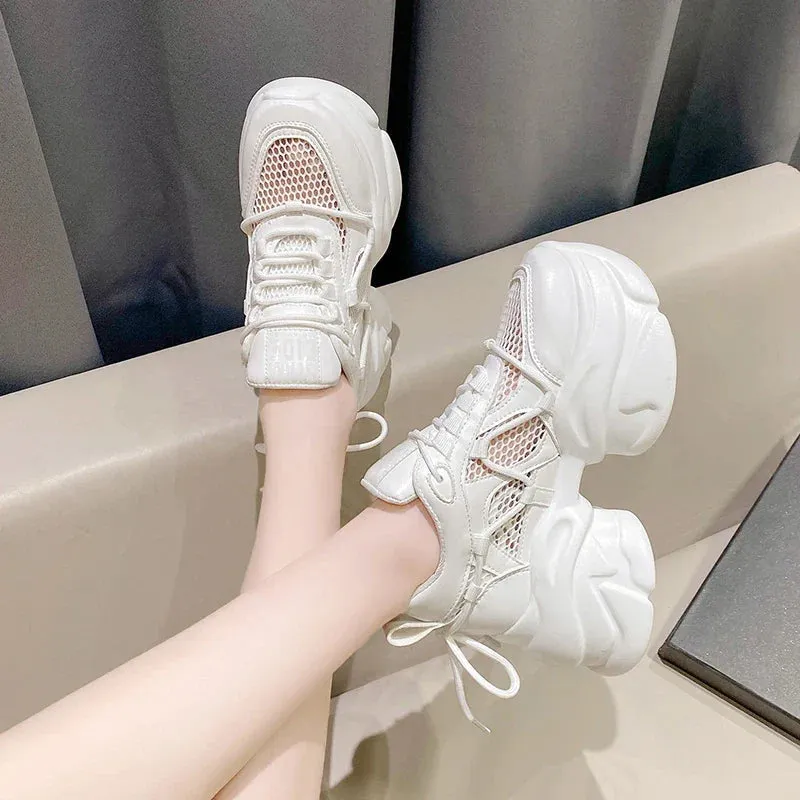 Joskaa 2024 New White Platform Chunky Sneakers