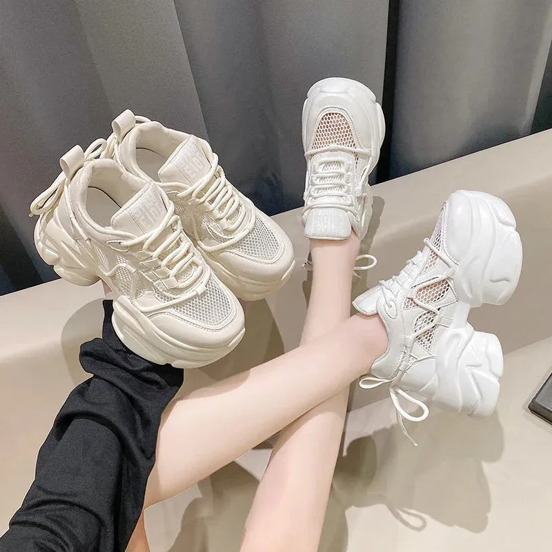 Joskaa 2024 New White Platform Chunky Sneakers