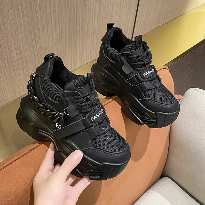 Joskaa 2024 New Women's Platform Black Sneakers