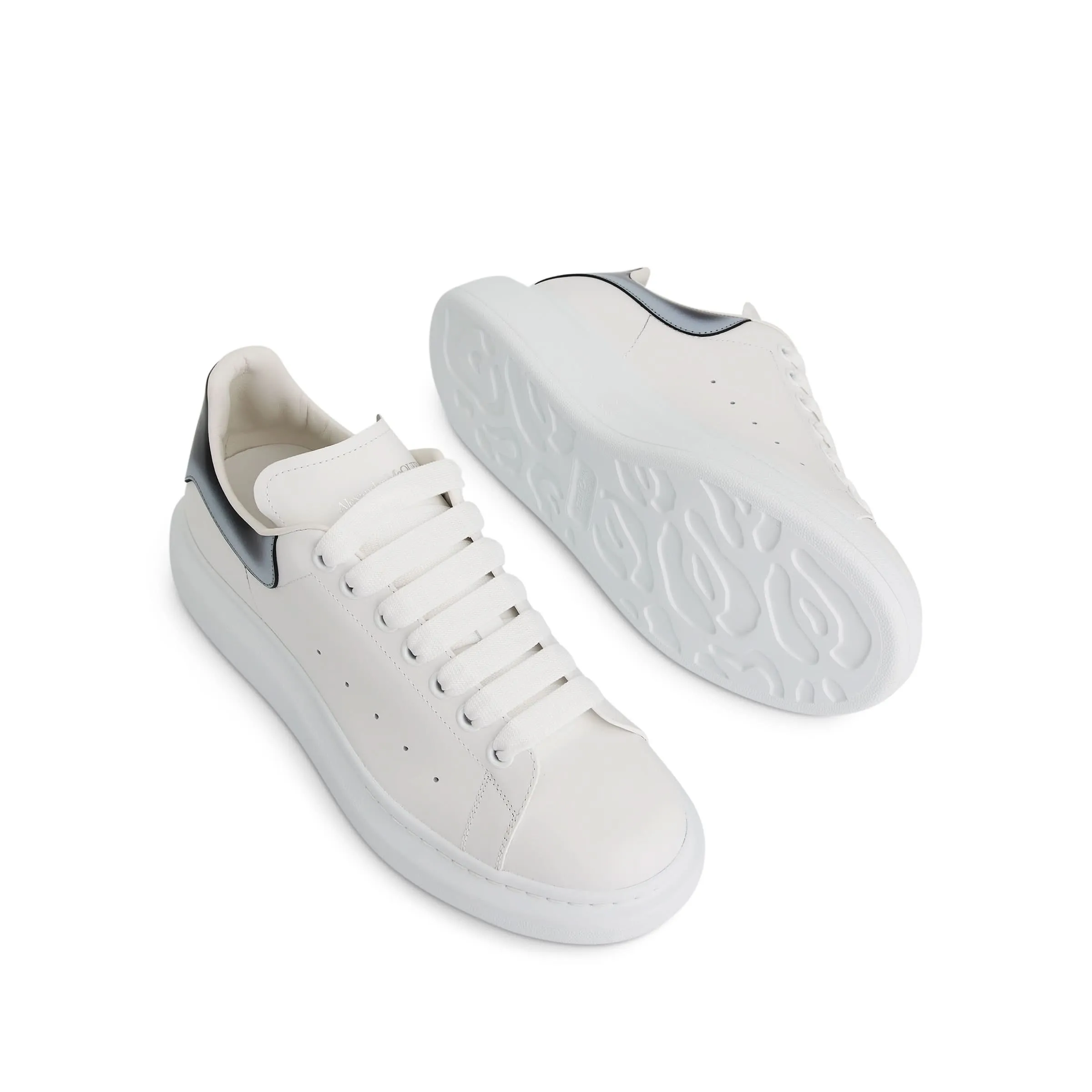 Larry Layered Heel Sneaker in White/Black/Silver