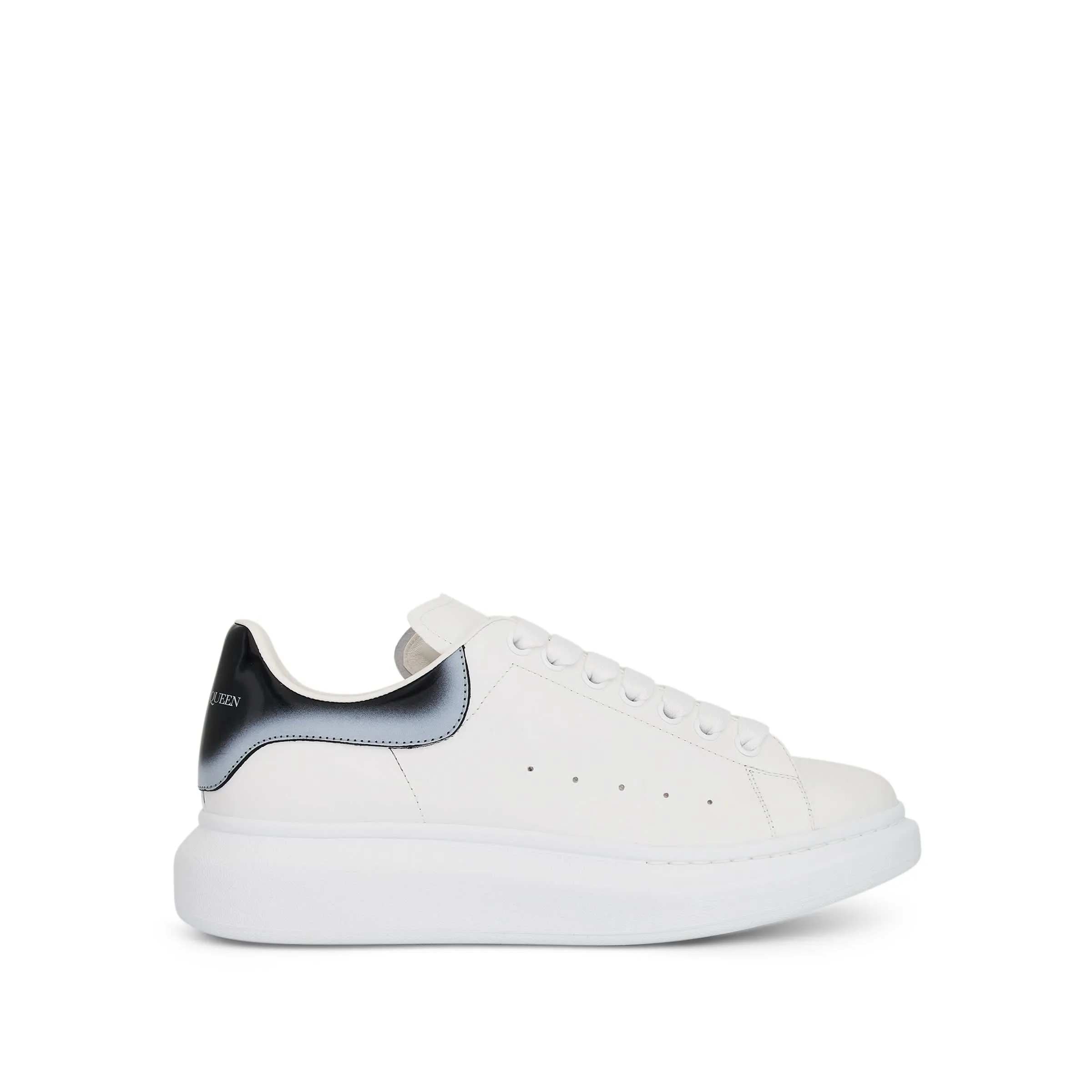 Larry Layered Heel Sneaker in White/Black/Silver