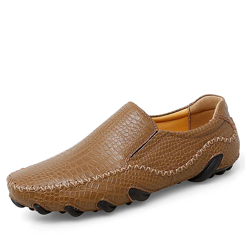 Men's Casual Beans Leather Shoes Walking Driving Slip On Loafers Lightweight Fashion Flat Shoes