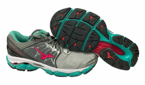 Mizuno Women's Wave Horizon Running Athletic Shoes Gray Pink Turquoise Size 6