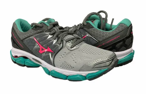 Mizuno Women's Wave Horizon Running Athletic Shoes Gray Pink Turquoise Size 6