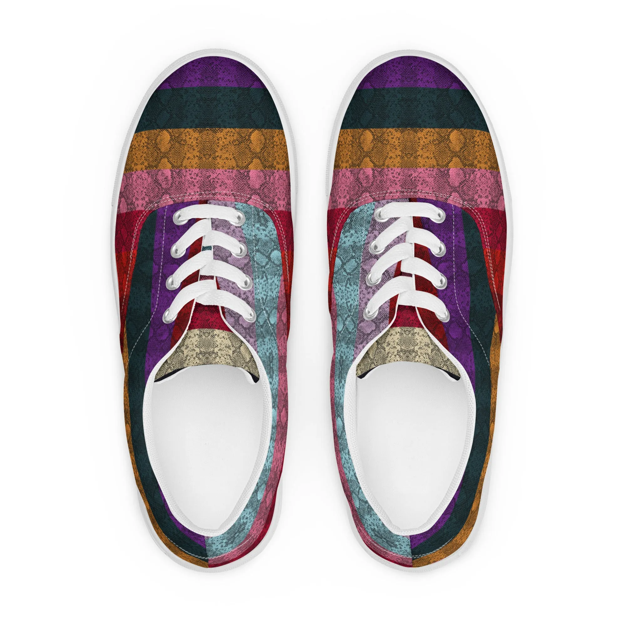 Multicolored Snakeskin Print Men’s lace-up canvas shoes